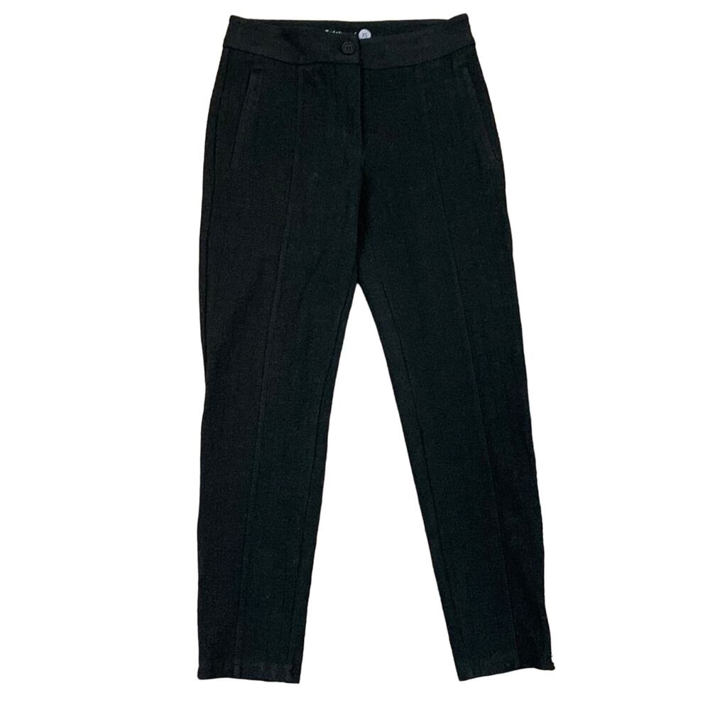 Betabrand Wide Ribbed Zipper Ankle Black Leggings